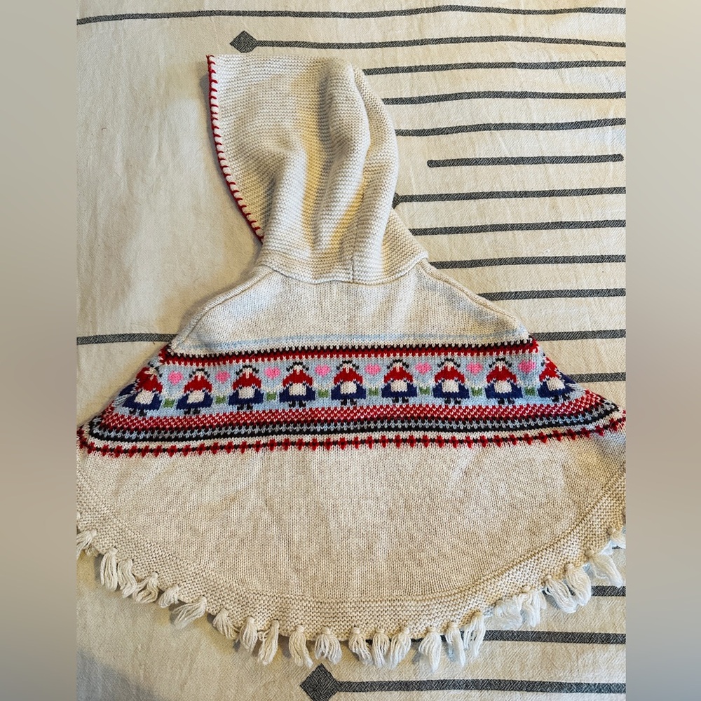 Monsoon London Dutch girl Fairisle toddler knit poncho sweater jumper - Picture 3 of 7